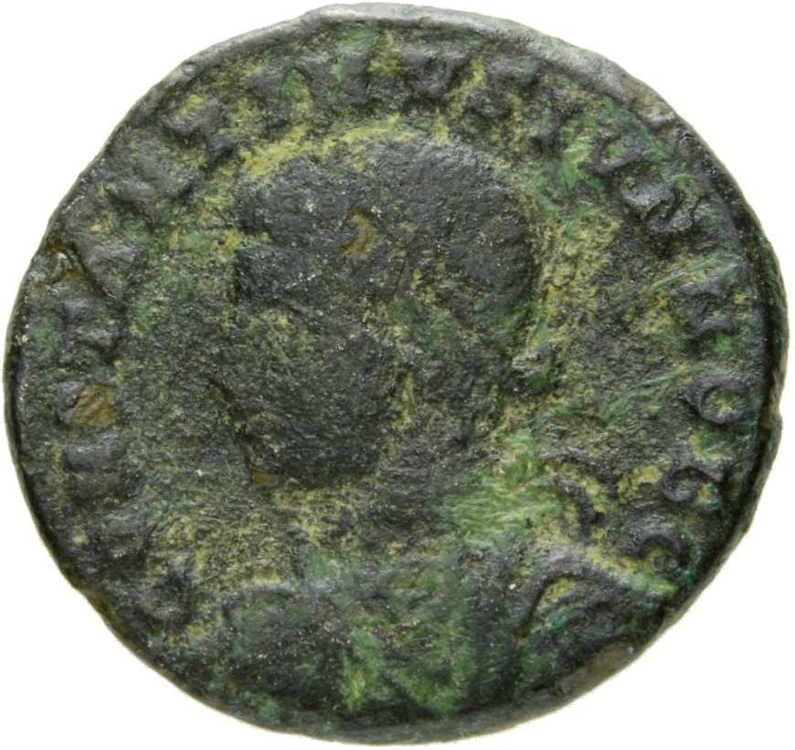 Constantine I obverse — Bust of Constantine II, laureate, draped, cuirassed, left