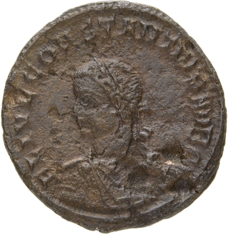 Constantine I obverse — Bust of Constantius II, laureate, draped, cuirassed, left