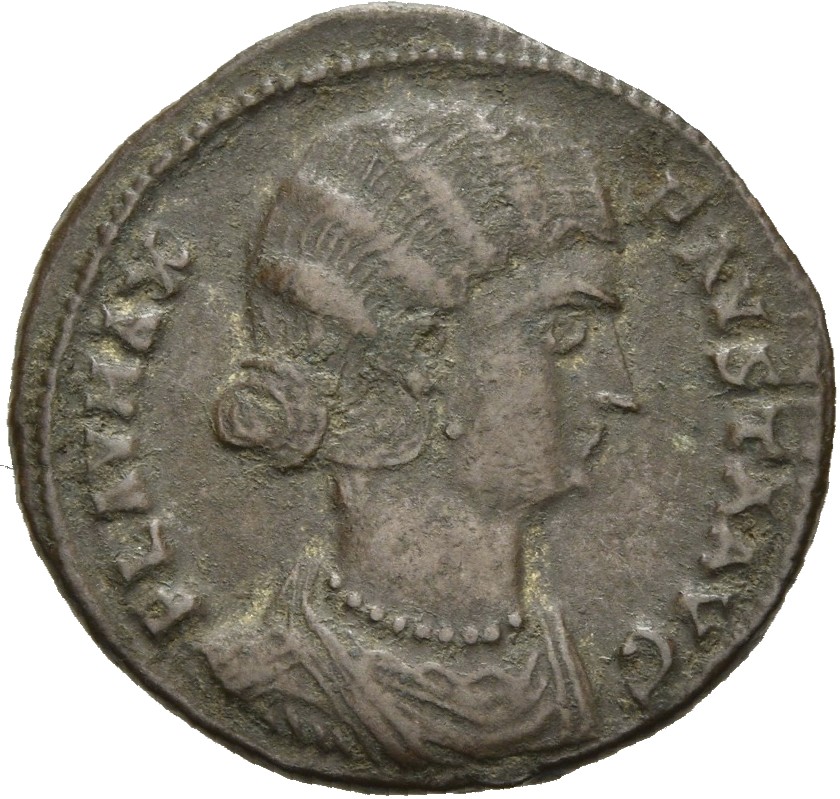 RIC VII Antioch 69 Constantine I obverse, Bust of Fausta, waved hair, mantled, right