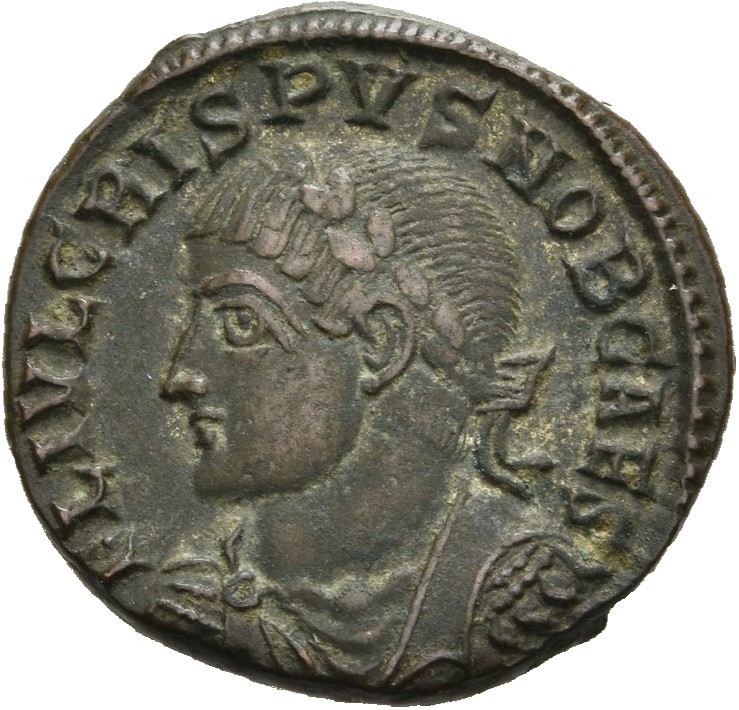 RIC VII Antioch 72 Constantine I obverse, Bust of Crispus, laureate, draped, cuirassed, left