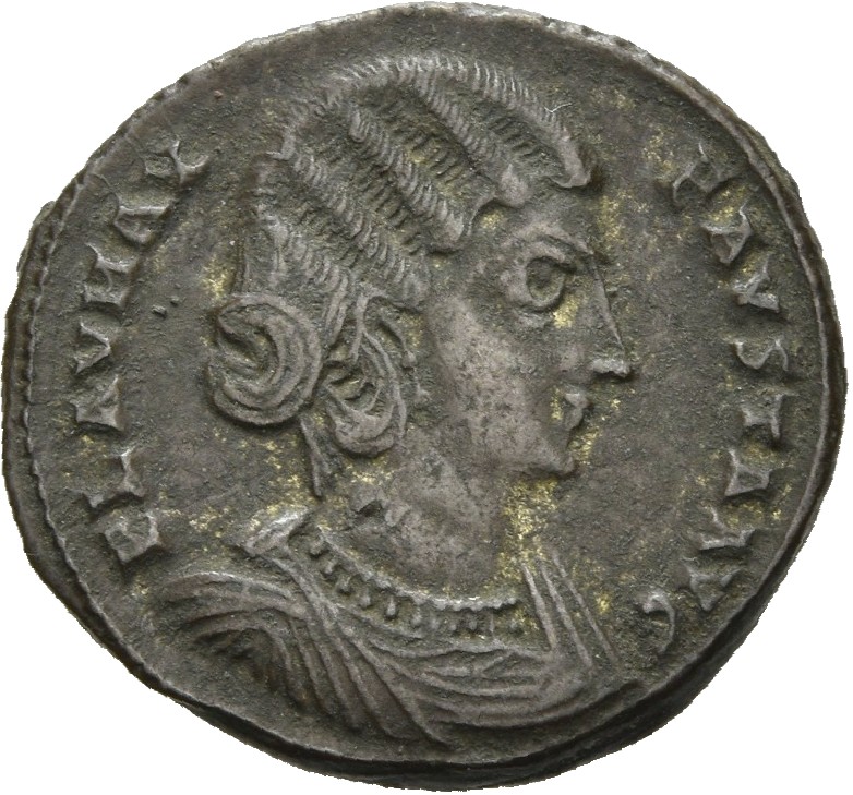 RIC VII Antioch 76 Constantine I obverse, Bust of Fausta, waved hair, mantled, right