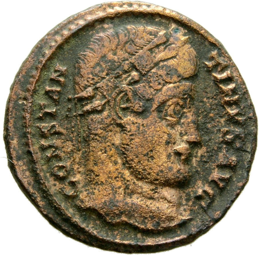 Constantine I obverse — Head of Constantine I, rosette-diademed, right