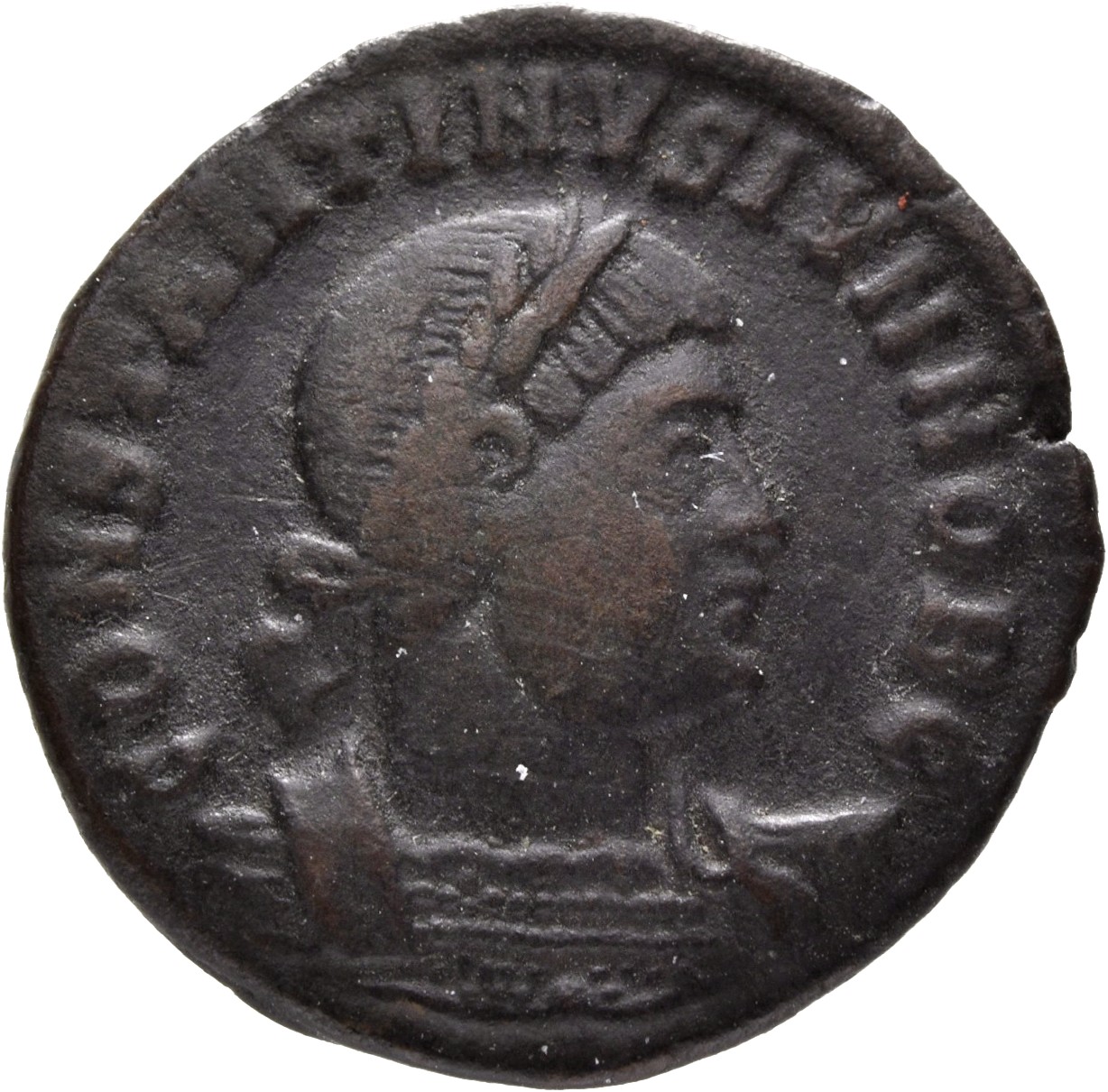 Constantine I obverse — Bust of Constantine II, laureate, cuirassed, right