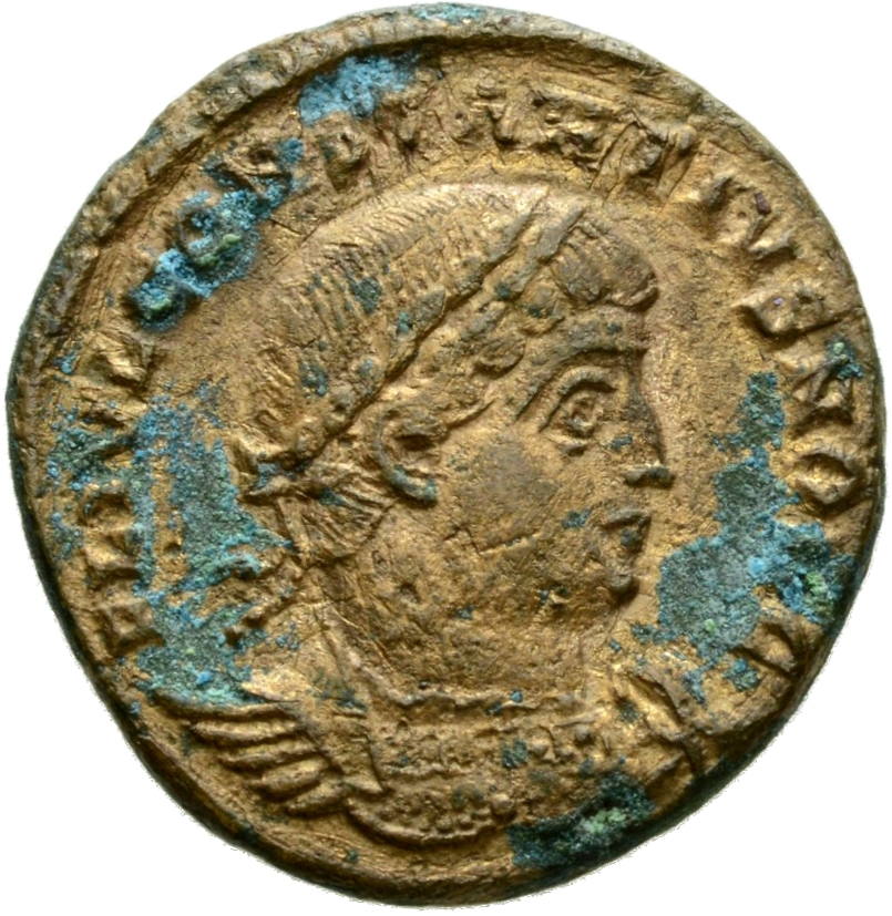 Constantine I obverse — Bust of Constantius II, laureate, cuirassed, right