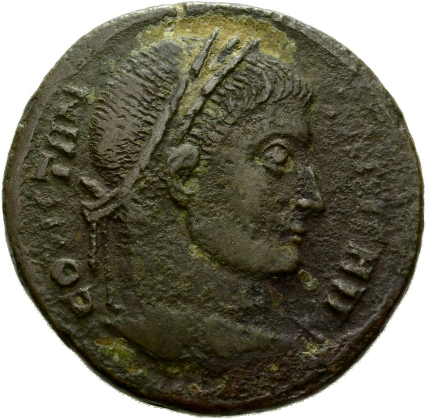 RIC VII Aquileia 104 Constantine I obverse, Head of Constantine I, laureate, right