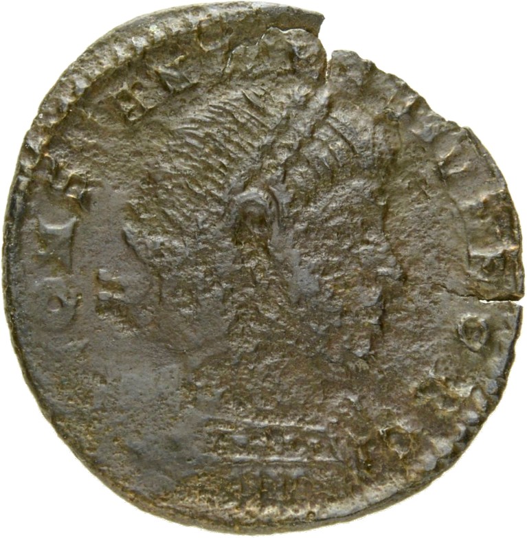 RIC VII Aquileia 144 Constantine I obverse, Bust of Constantine II, laureate, cuirassed, right