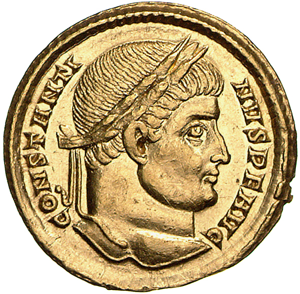 RIC VII Aquileia 28 Constantine I obverse, Head of Constantine I, laureate, right