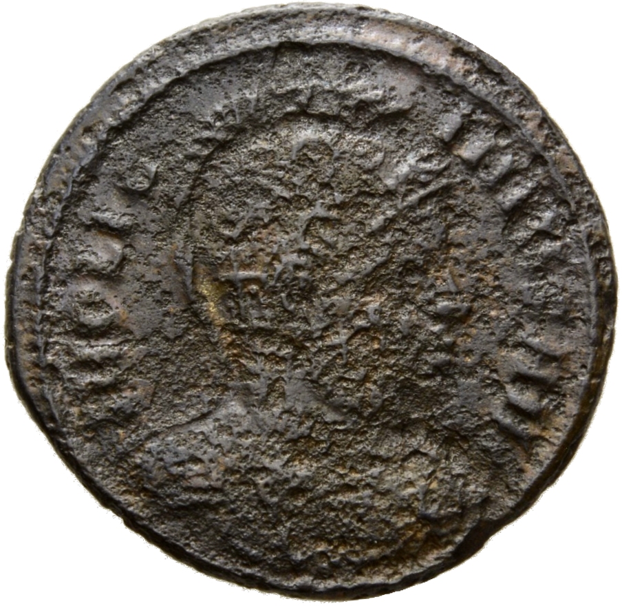 RIC VII Aquileia 51 Constantine I obverse, Bust of Licinius, helmeted, cuirassed, right
