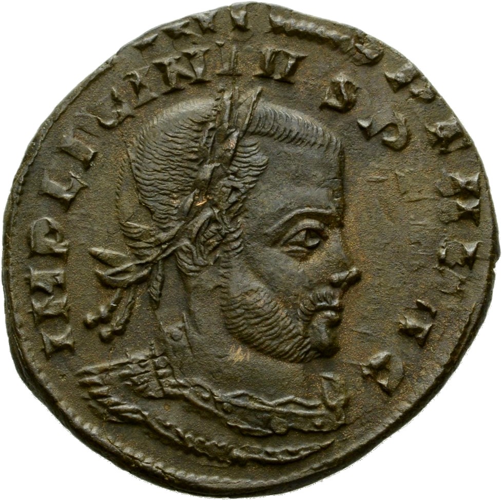 RIC VII Aquileia 7 Constantine I obverse, Bust of Licinius, laureate, cuirassed, right