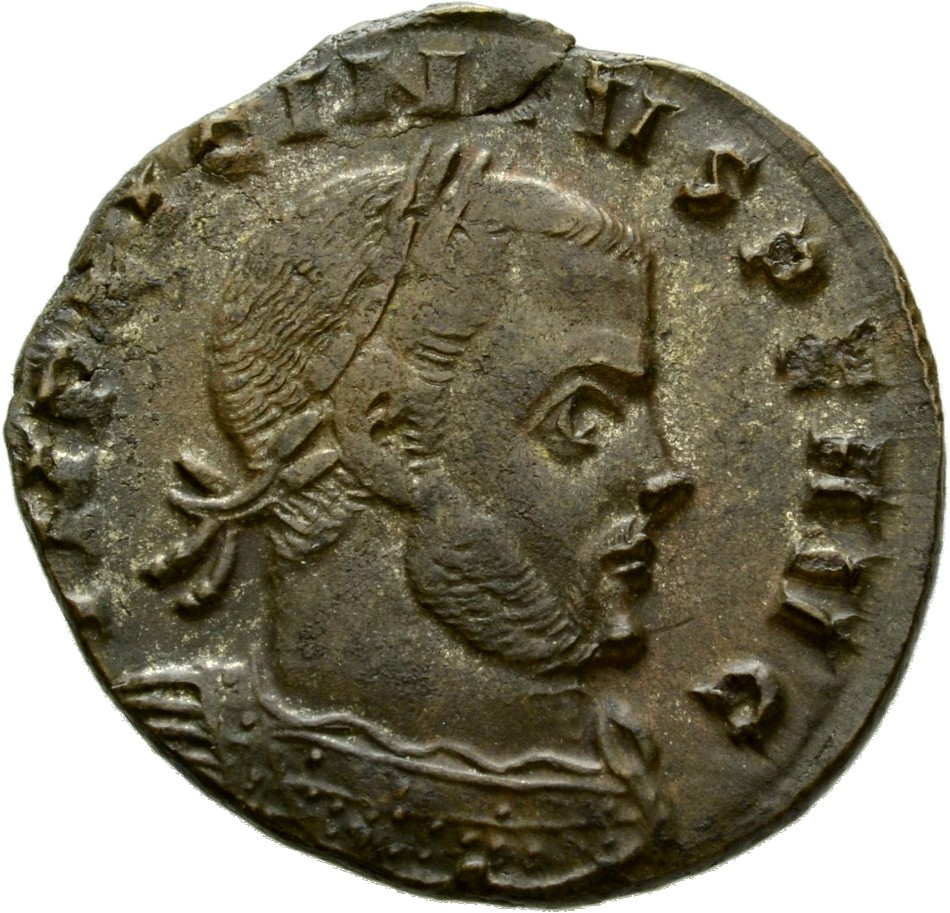 Constantine I obverse — Bust of Licinius, laureate, cuirassed, right