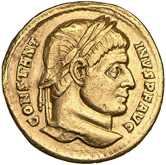 RIC VII Arelate 1 Constantine I obverse, Head of Constantine I, laureate, right