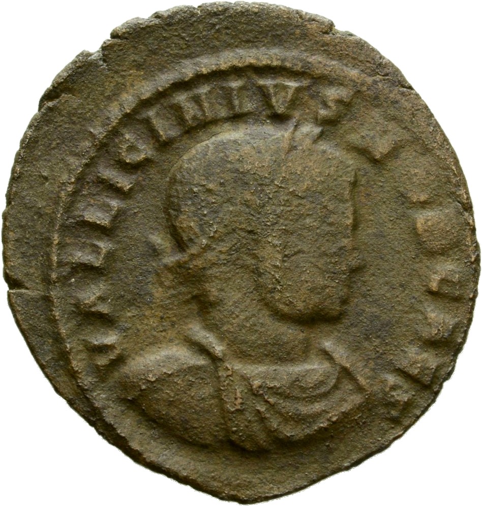 RIC VII Arelate 128 Constantine I obverse, Bust of Licinius II, laureate, draped, cuirassed, right