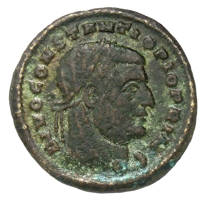 RIC VII Arelate 175 Constantine I obverse, Head of Constantius Chlorus, veiled, laureate, right