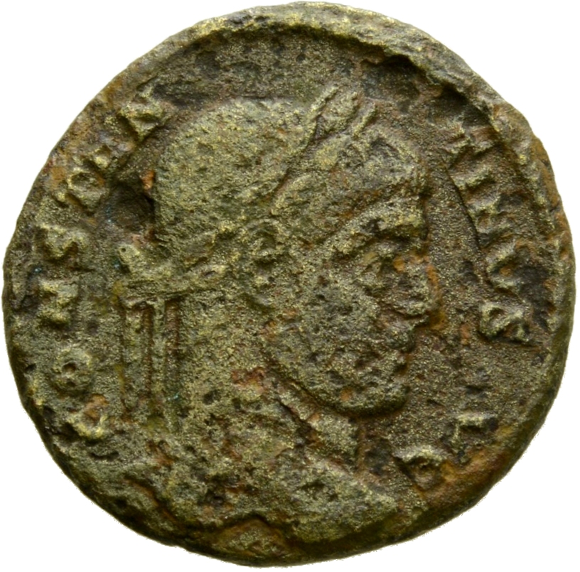 Constantine I obverse — Head of Constantine I, laureate, right