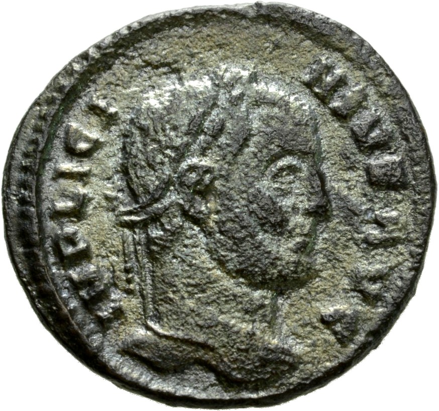 Constantine I obverse — Head of Licinius, laureate, right