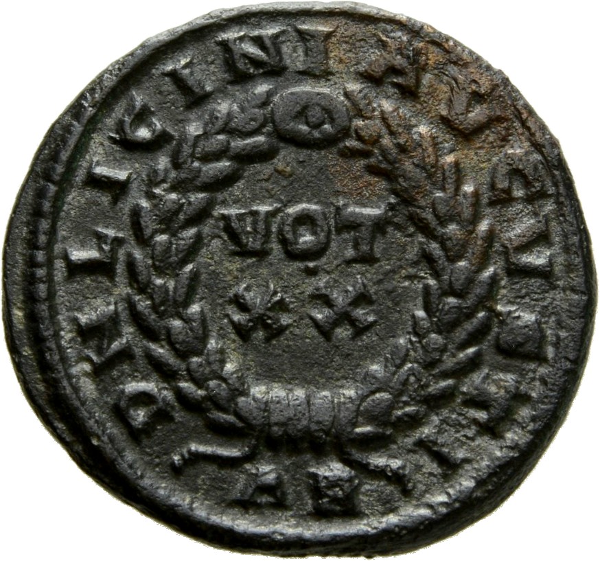 Constantine I reverse — VOT/XX within a laurel wreath