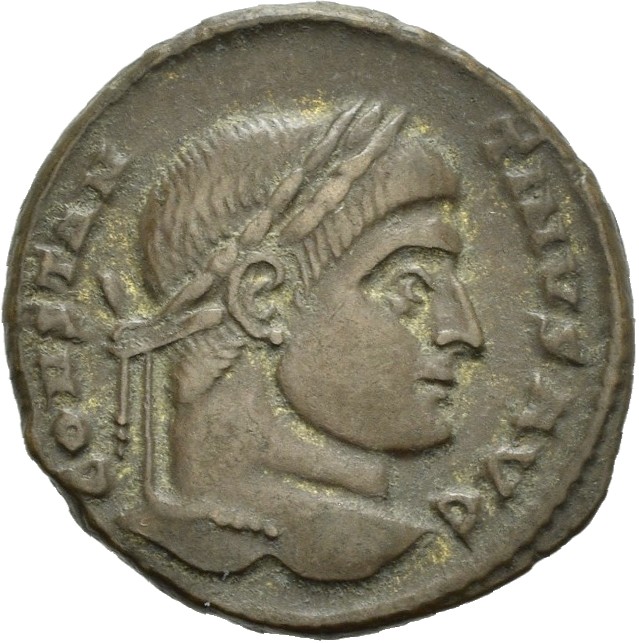 RIC VII Arelate 228 Constantine I obverse, Head of Constantine I, laureate, right