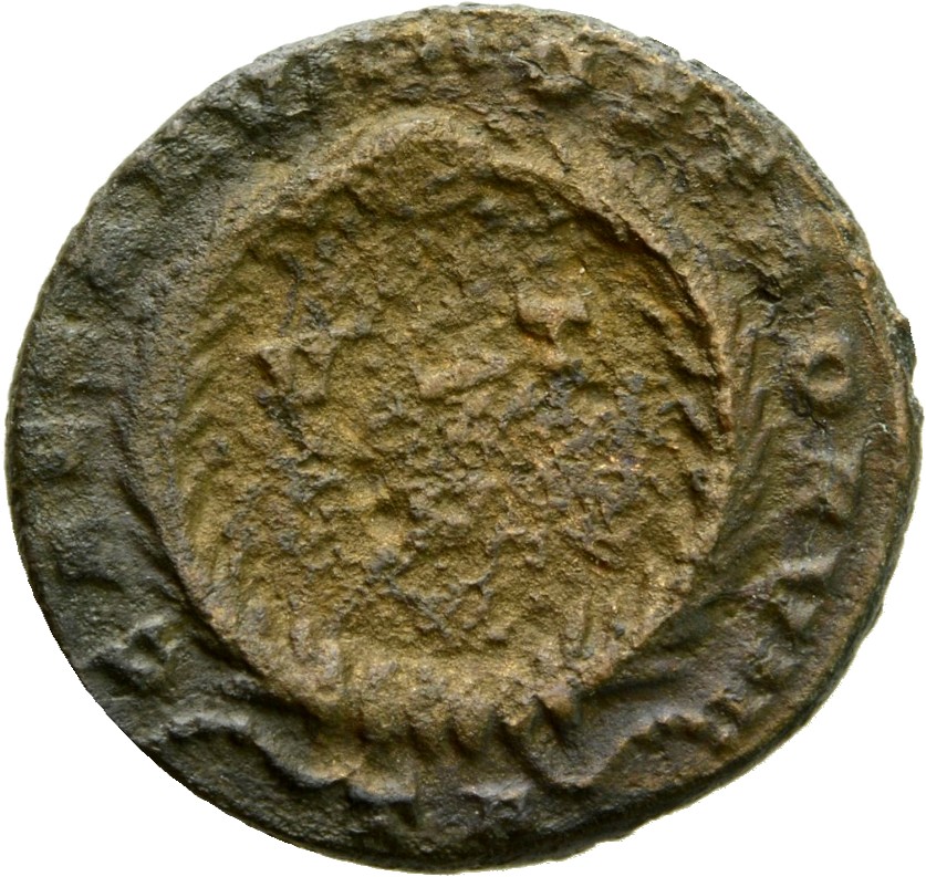 RIC VII Arelate 230 Constantine I reverse, VOT/V within a laurel wreath