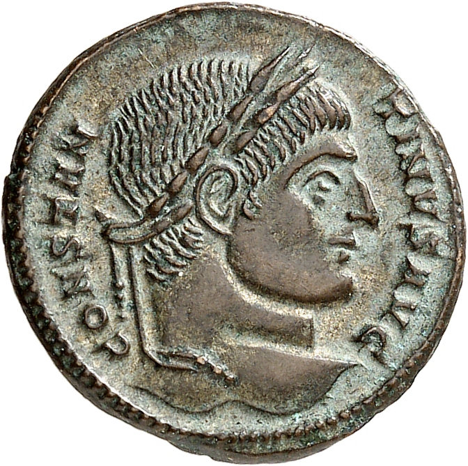 RIC VII Arelate 233 Constantine I obverse, Head of Constantine I, laureate, right