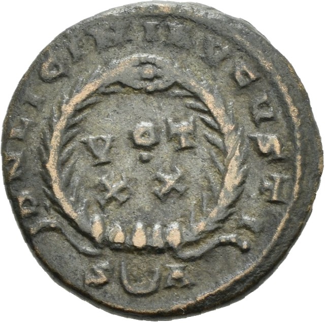 RIC VII Arelate 234 Constantine I reverse, VOT/XX within a laurel wreath