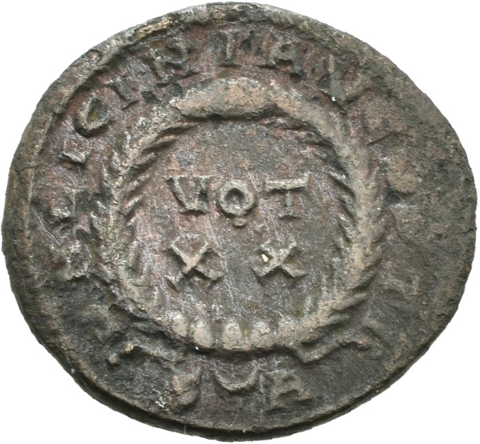 RIC VII Arelate 234 Constantine I reverse — VOT/XX within a laurel wreath