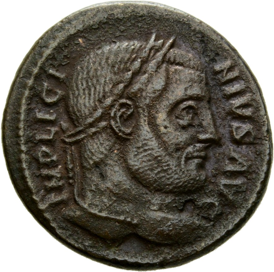 RIC VII Arelate 240 Constantine I obverse, Head of Licinius, laureate, right