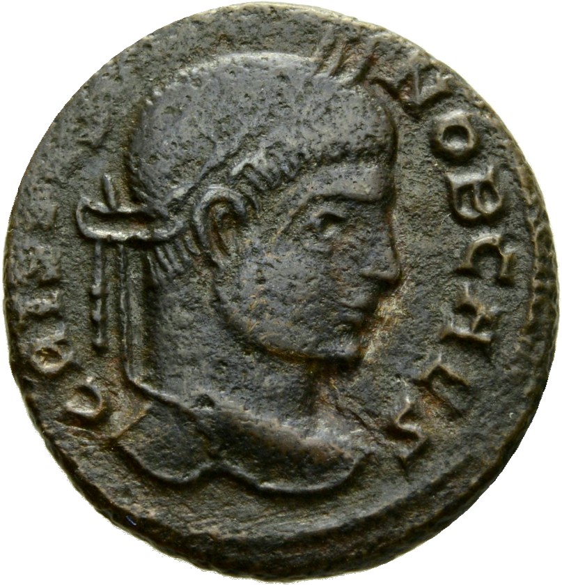 RIC VII Arelate 244 Constantine I obverse, Head of Crispus, laureate, right