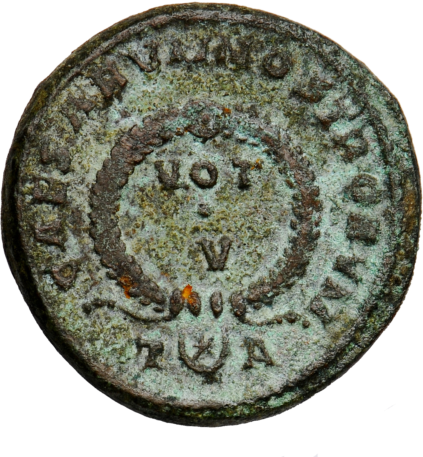 RIC VII Arelate 244 Constantine I reverse, VOT/X within a laurel wreath