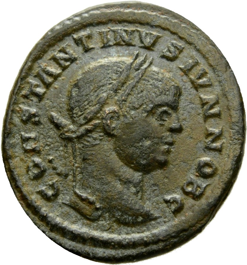 RIC VII Arelate 245 Constantine I obverse, Head of Constantine II, laureate, right