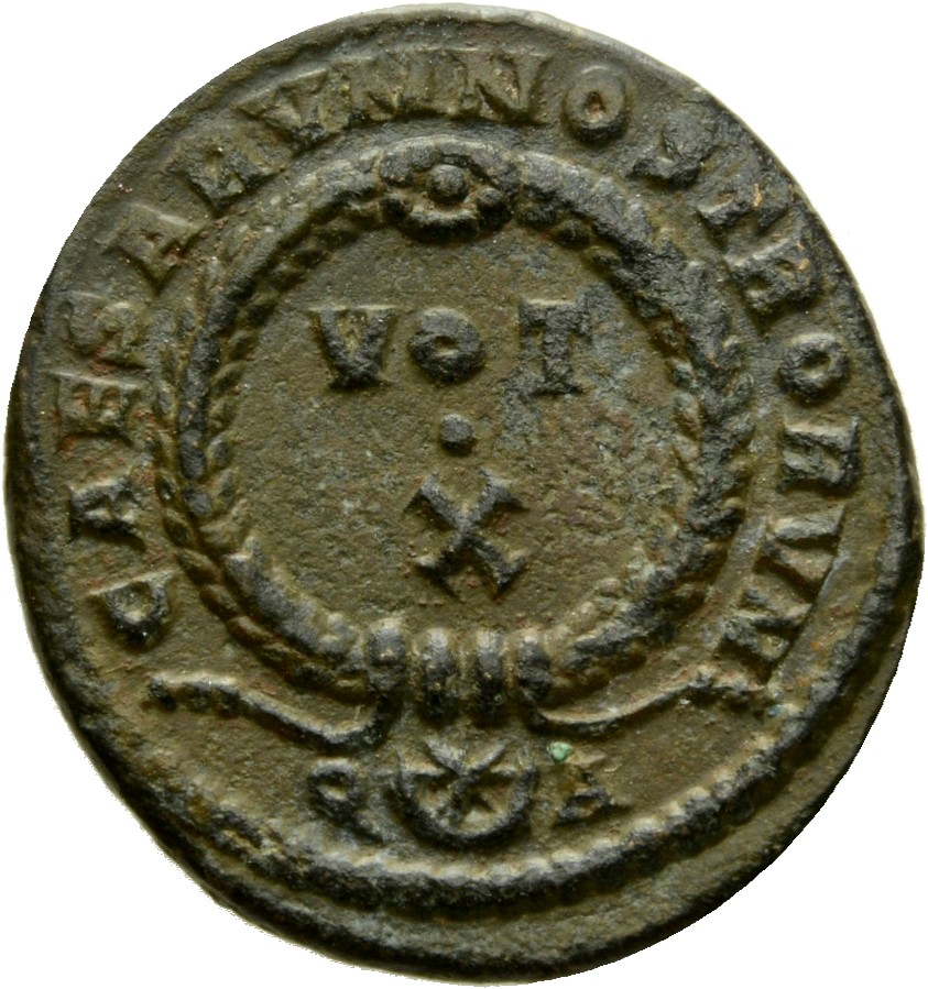 RIC VII Arelate 245 Constantine I reverse, VOT/X within a laurel wreath