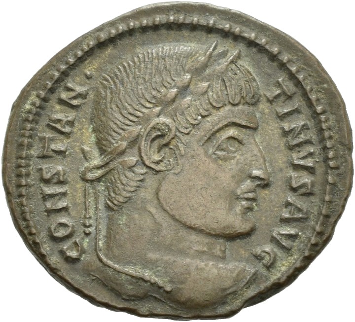 RIC VII Arelate 252 Constantine I obverse, Head of Constantine I, laureate, right