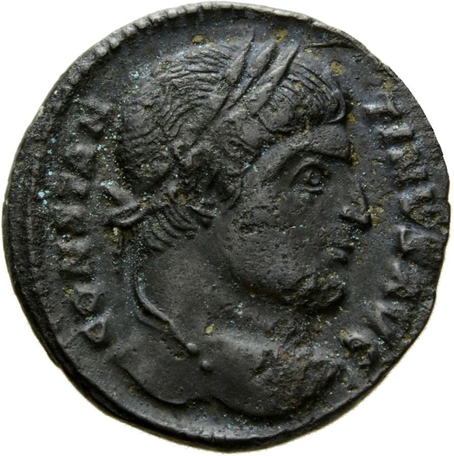 RIC VII Arelate 257 Constantine I obverse, Head of Constantine I, laureate, right