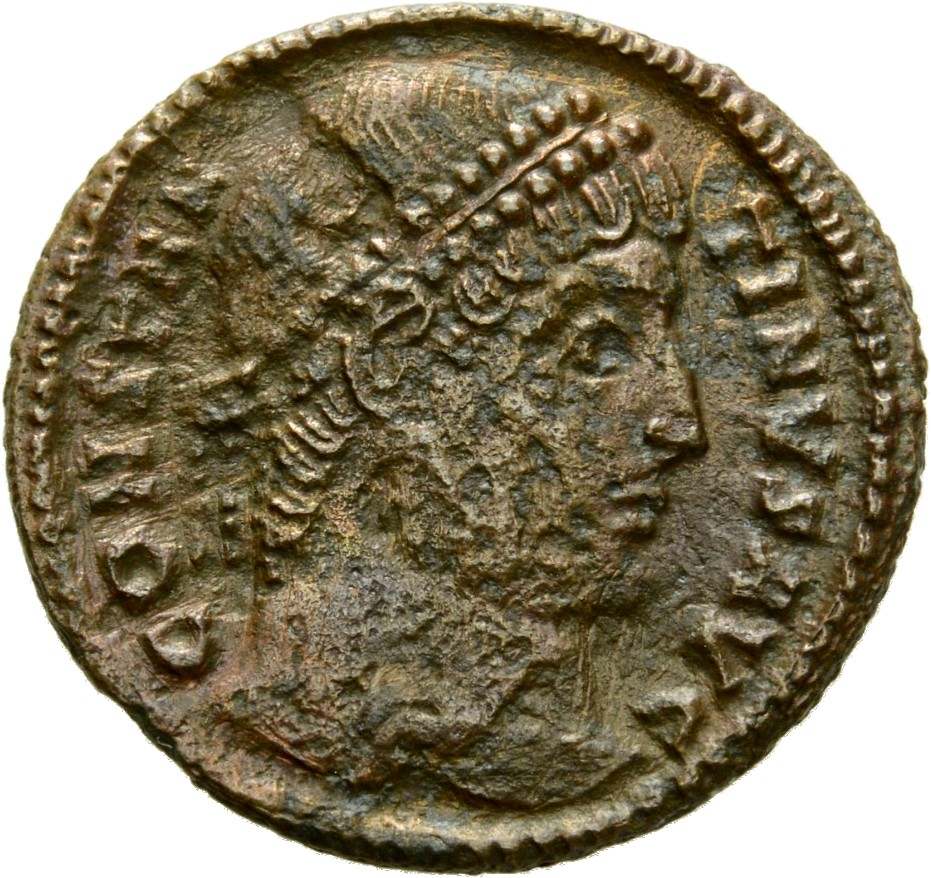 Constantine I obverse — Head of Constantine I, pearl-diademed, right
