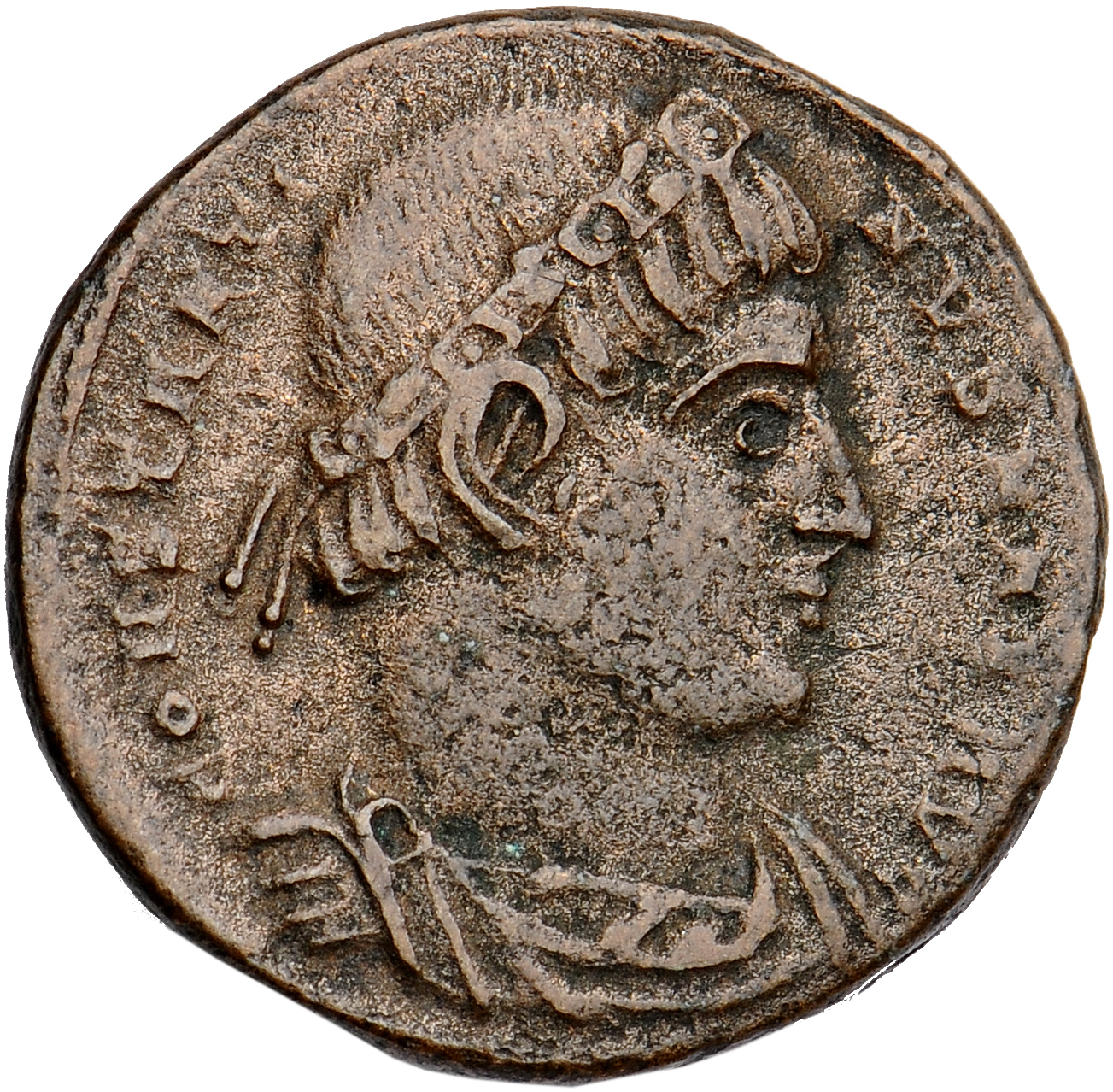 Constantine I obverse — Bust of Constantine I, rosette-diademed, draped, cuirassed, right