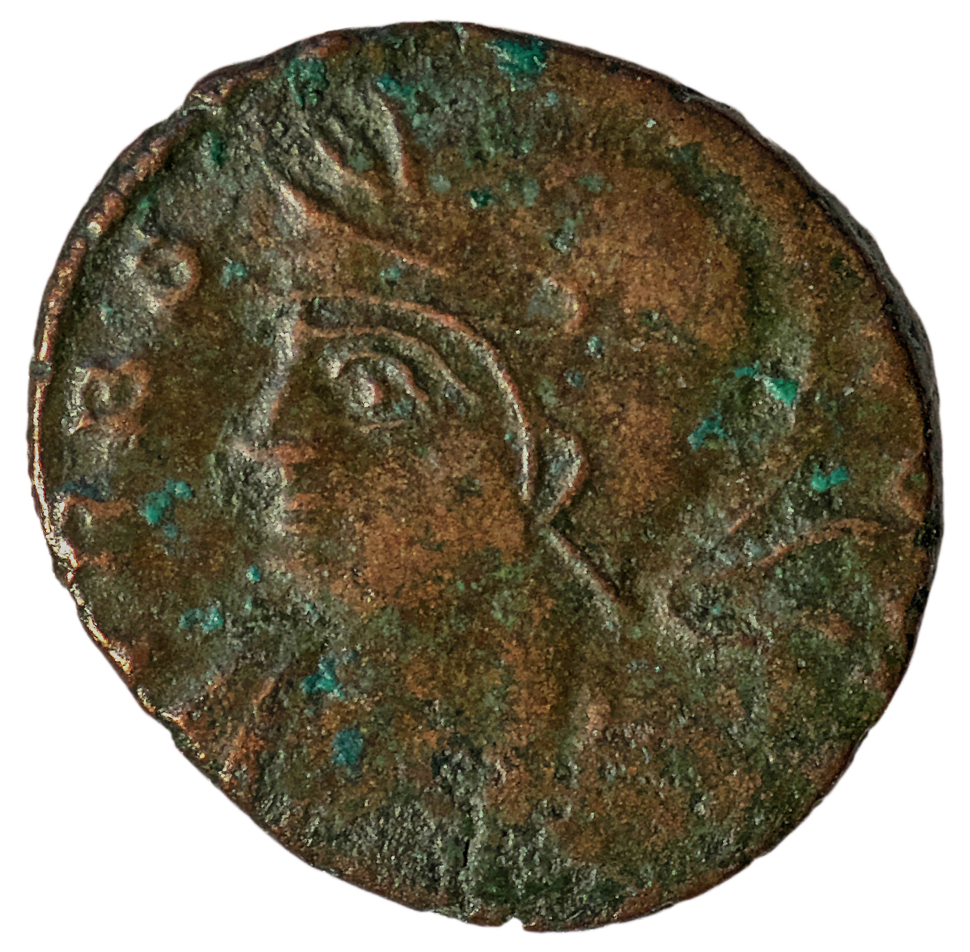 RIC VII Arelate 368 Constantine I obverse, Bust of Roma, helmeted, wearing imperial cloak, left