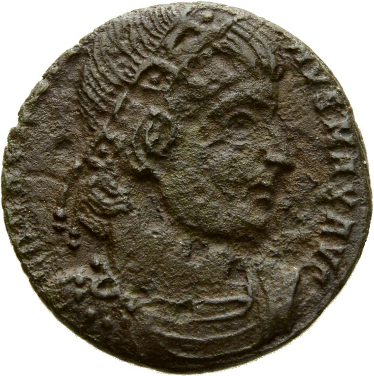 RIC VII Arelate 370 Constantine I obverse, Bust of Constantine I, rosette-diademed, draped, cuirassed, right