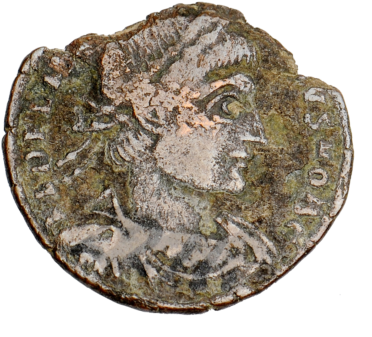 RIC VII Arelate 399 Constantine I obverse, Bust of Dalmatius, laureate, draped, cuirassed, right