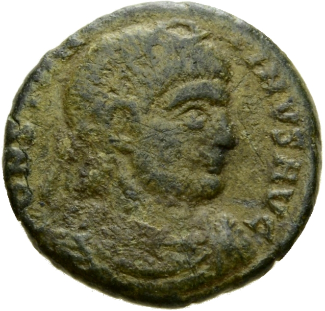 RIC VII Arelate 402 Constantine I obverse, Bust of Constantine I, rosette-diademed, draped, cuirassed, right