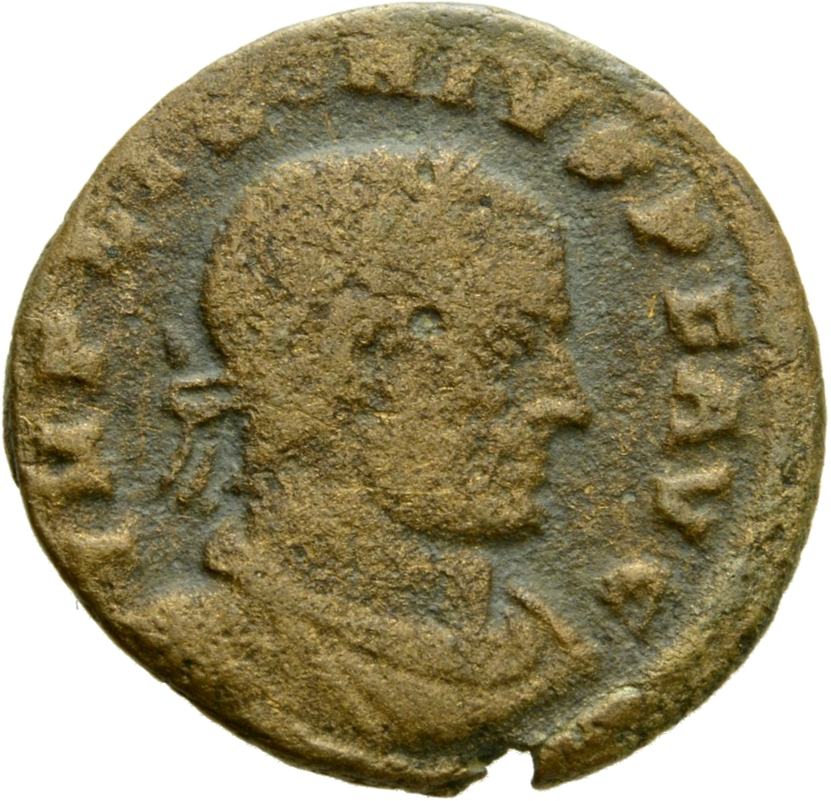 RIC VII Arelate 59 Constantine I obverse, Bust of Licinius, laureate, draped, cuirassed, right