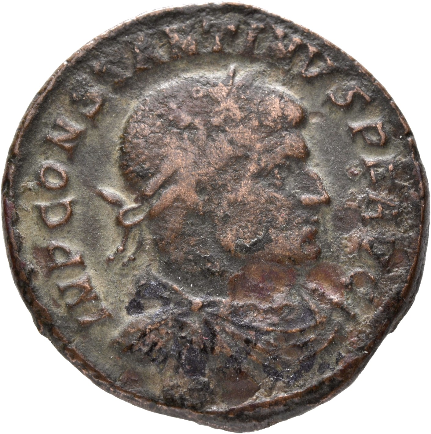 RIC VII Arelate 84 Constantine I obverse, Bust of Constantine I, laureate, draped, cuirassed, right