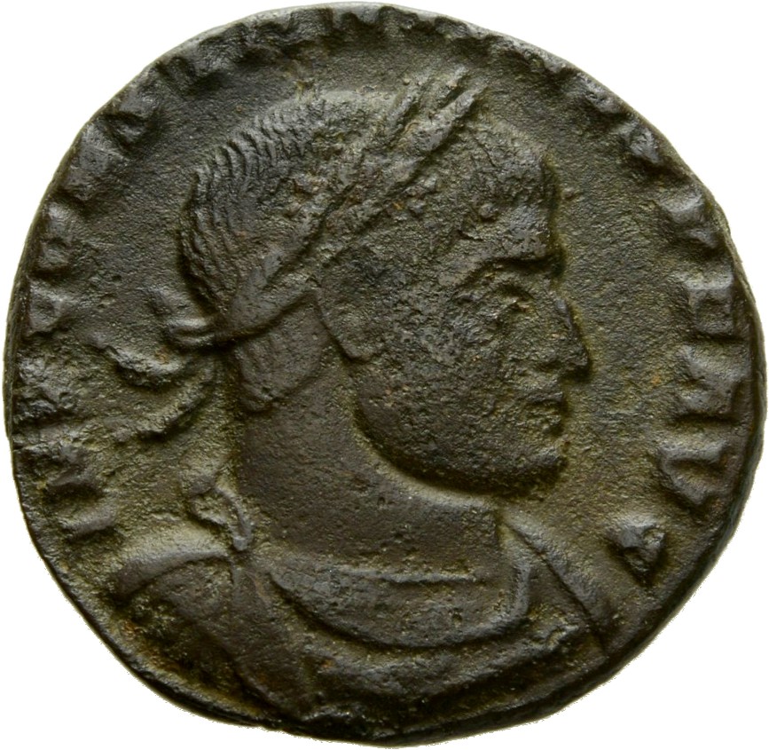 RIC VII Arelate 89 Constantine I obverse, Bust of Constantine I, laureate, draped, cuirassed, right