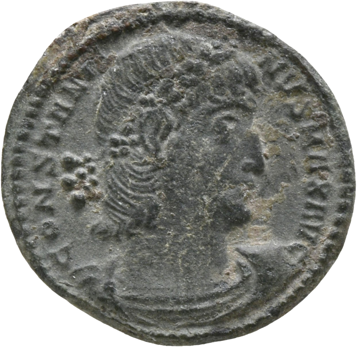 RIC VII Constantinople 137 Constantine I obverse, Bust of Constantine I, rosette-diademed, draped, cuirassed, right