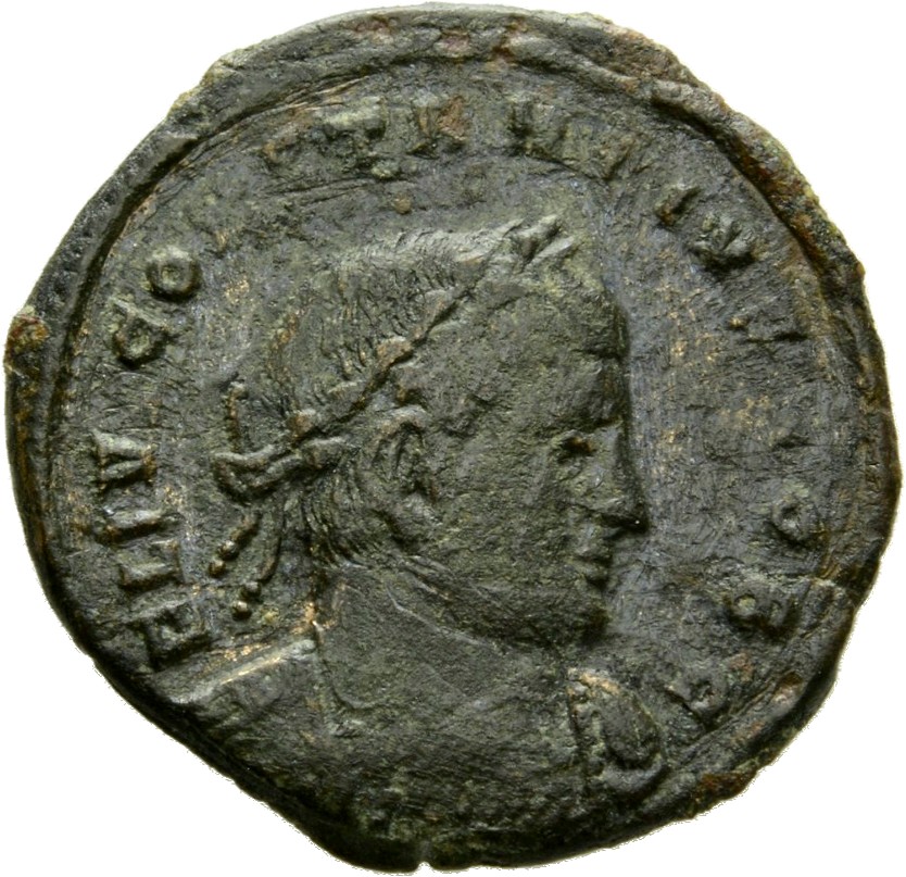 Constantine I obverse — Bust of Constantius II, laureate, draped, cuirassed, right