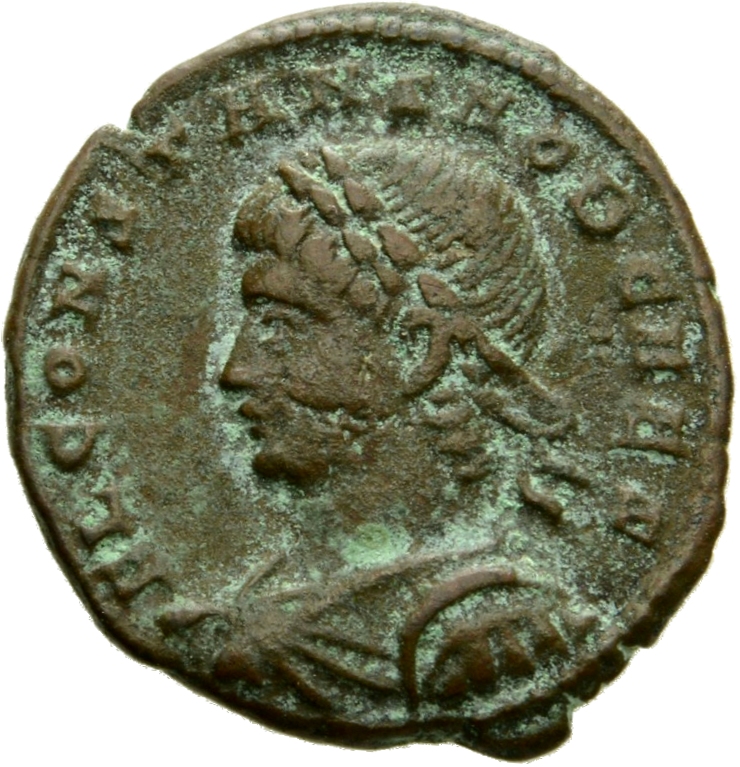 RIC VII Constantinople 140 Constantine I obverse, Bust of Constans, laureate, draped, cuirassed, left