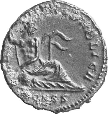 RIC VII Constantinople 147 Constantine I reverse, Euphrates, draped to waist, seated right on ground, leaning on sceptre w...