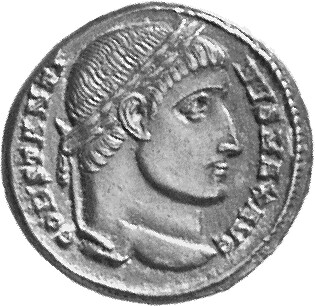 Constantine I obverse — Head of Constantine I, laureate, right