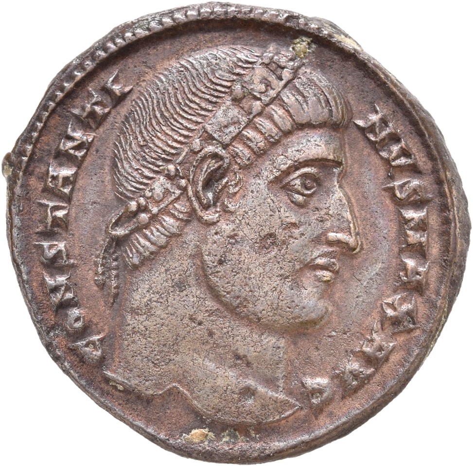 Constantine I obverse — Head of Constantine I, rosette-diademed, right