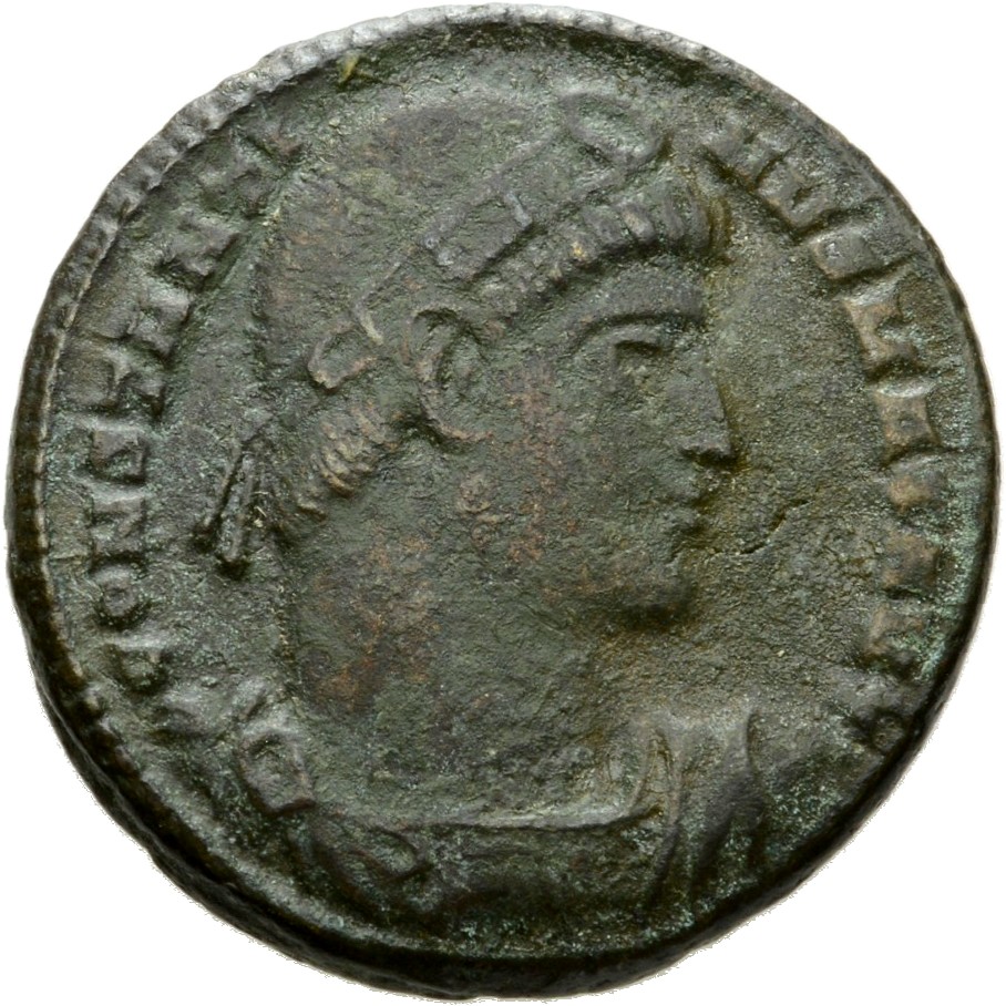 RIC VII Constantinople 35 Constantine I obverse, Bust of Constantine I, rosette-diademed, draped, cuirassed, right