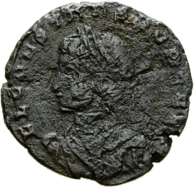 Constantine I obverse — Bust of Constans, laureate, draped, cuirassed, left