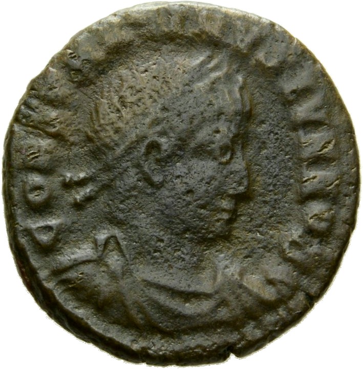 Constantine I obverse — Bust of Constantine II, laureate, draped, cuirassed, right
